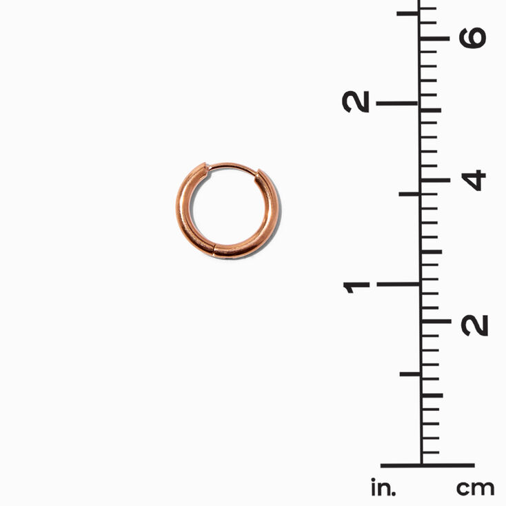 Rose Gold Titanium 10MM Tube Hoop Earrings,