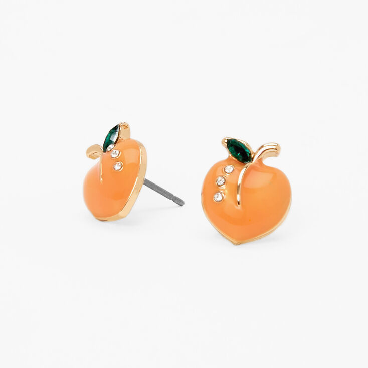 Gold Embellished Peach Stud Earrings,