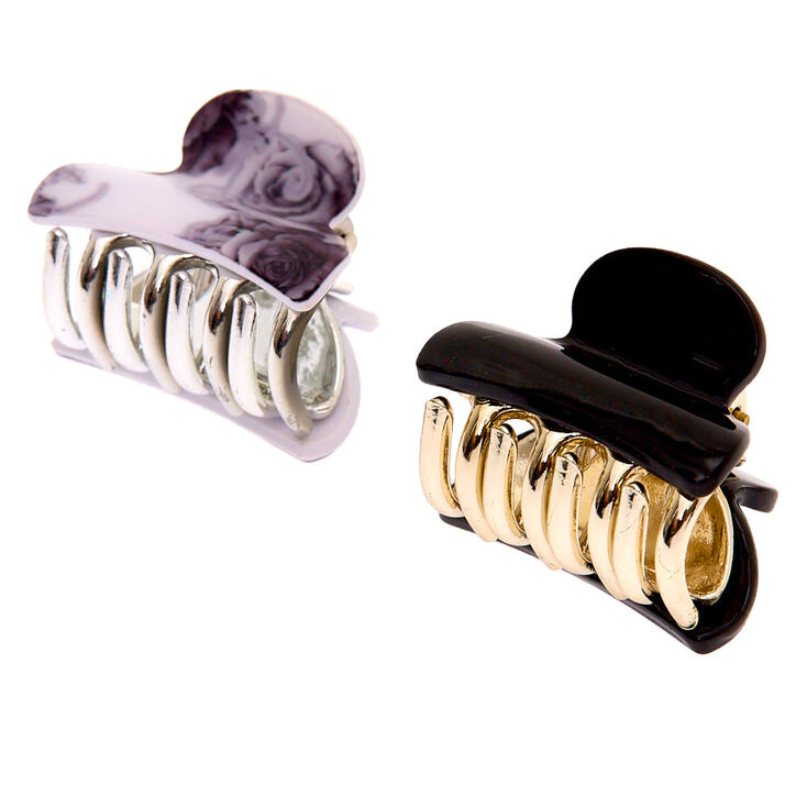 Matte Rose Mini Hair Claws - Black, 2 Pack,