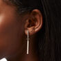 Silver 2&quot; Embellished Bar Clip-On Drop Earrings,