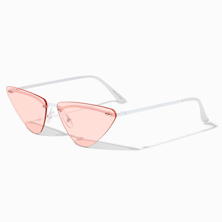Pink &amp; White Geometric Triangle Sunglasses,