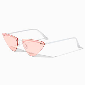 Pink &amp; White Geometric Triangle Sunglasses,