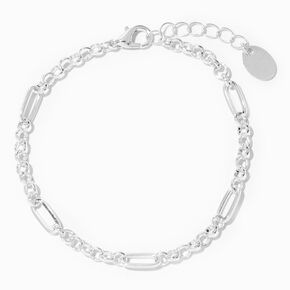 Silver Mixed Chain Bracelet,