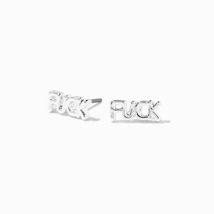 Silver F*ck Stud Earrings,