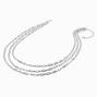 Silver-tone Paperclip Link Extended Length Multi-Strand Necklace,