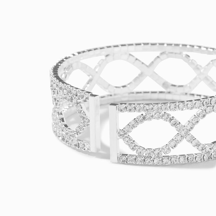 Silver-tone Infinity Rhinestone Cuff Bracelet,