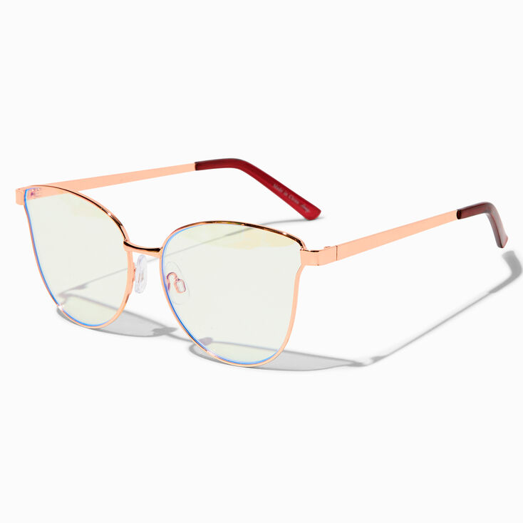 Solar Blue Light Reducing Rose Gold Metal Clear Lens Frames,