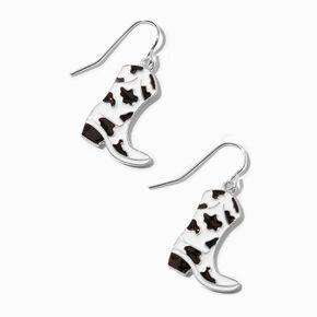 Cowprint Cowboy Boot 1&quot; Drop Earrings,