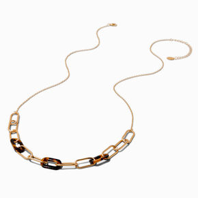 Gold-tone Tortoiseshell Chain Link Long Necklace ,