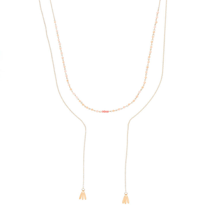Rose Gold Beaded Statement Necklace - Pink,