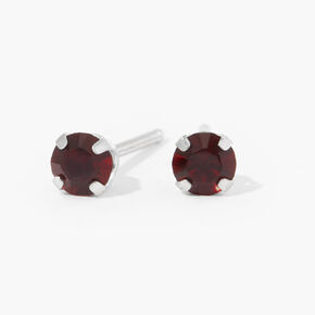 14kt White Gold 3mm January Garnet Crystal Ear Piercing Kit with Ear Care Solution,