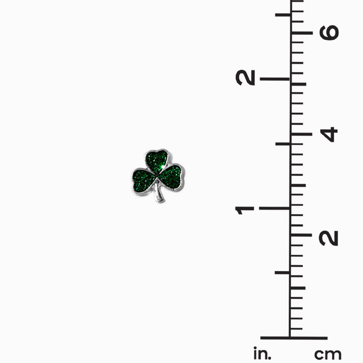 Green Glitter Shamrock Stud Earrings,