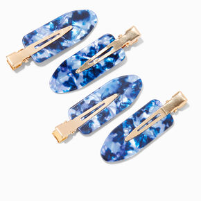 Blue Tortoiseshell No Crease Hair Styling Clips - 4 Pack,