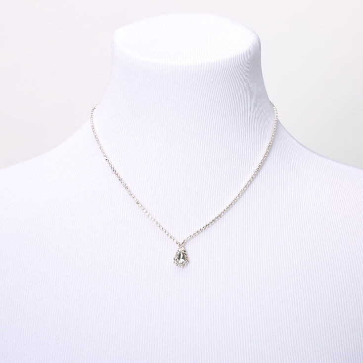 Silver Rhinestone Simple Teardrop Jewelry Set - 2 Pack,