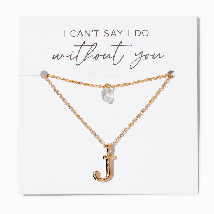 Bridesmaid Multi Strand Initial Pendant Necklace - J,