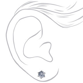 Silver-tone Cubic Zirconia Round 5MM Stud Earrings,
