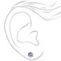 Silver-tone Cubic Zirconia Round 5MM Stud Earrings,