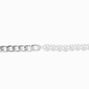 Silver Curb Chain &amp; Pearl Chain Bracelet,