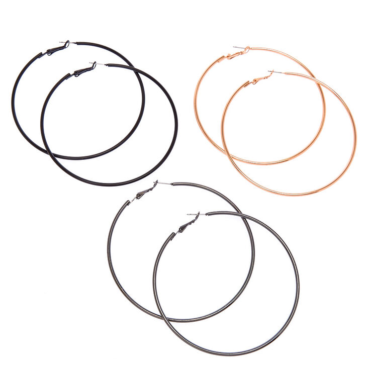 80MM Mixed Metal Hoop Earrings,