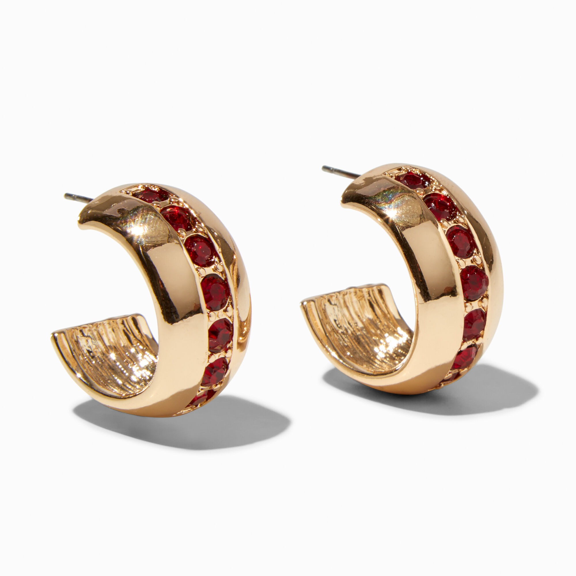 Red crystal hoop clearance earrings