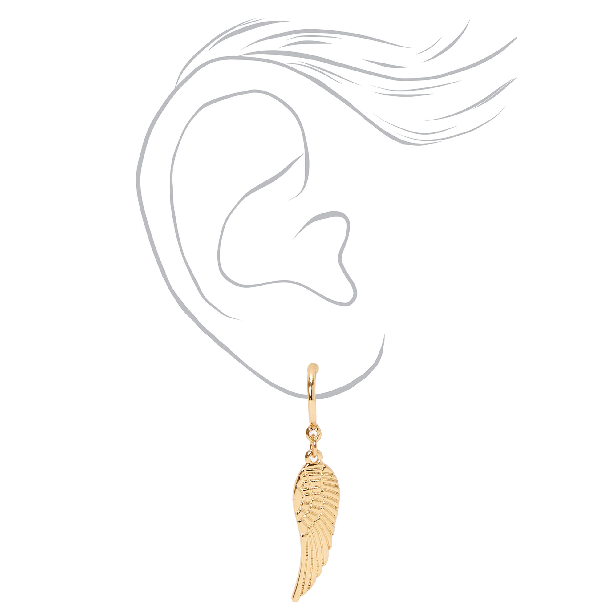CHLOBO GOLD ON SILVER DIVINITY WITHIN MINI HOOP EARRINGS WITH ANGEL WING  EARCHARMS  Jewelry from Adams Jewellers Limited UK