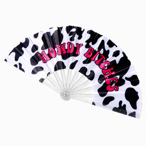 &quot;Howdy Bitches&quot; Cow Spots Large Folding Fan,