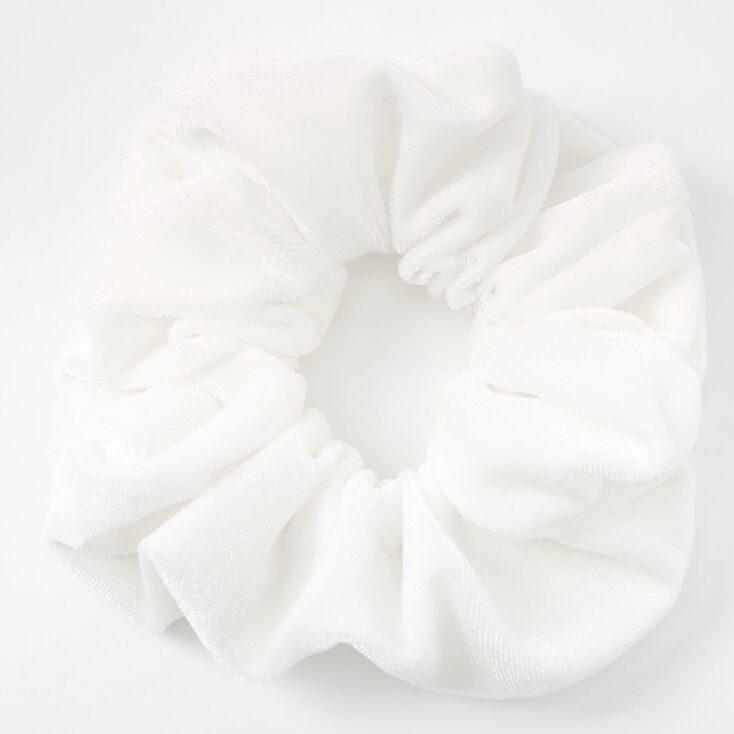 Medium Velvet Hair Scrunchie - White,