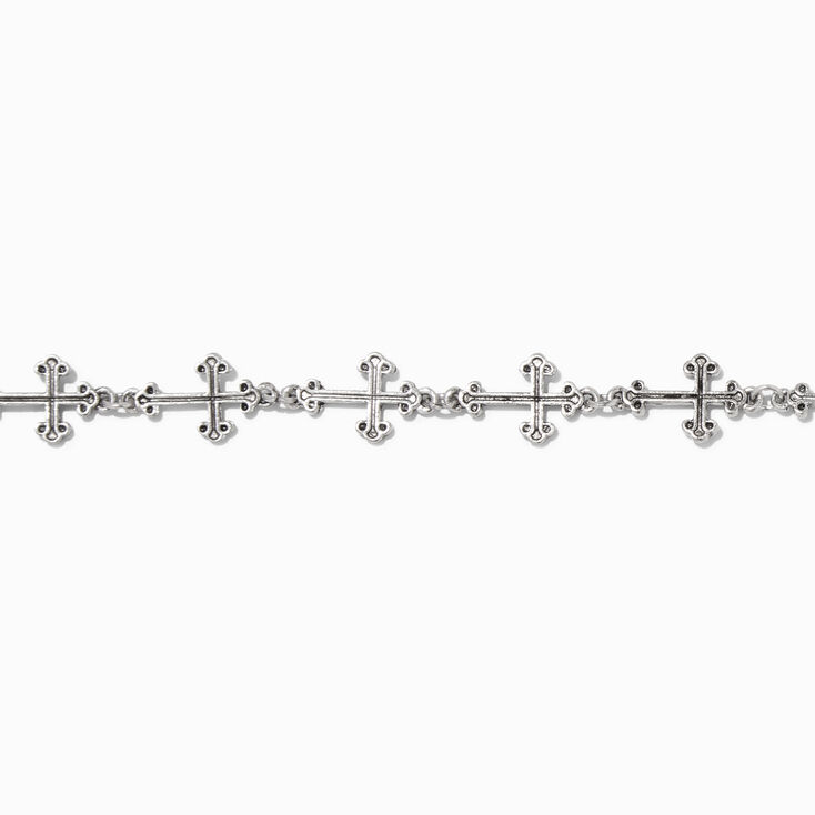 Silver Gothic Cross Chain Bracelet,