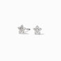 Silver Crystal Flower Stud Earrings,