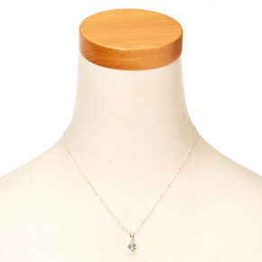 Silver Cubic Zirconia Diamond Drop Pendant Necklace &amp; Earrings Set,