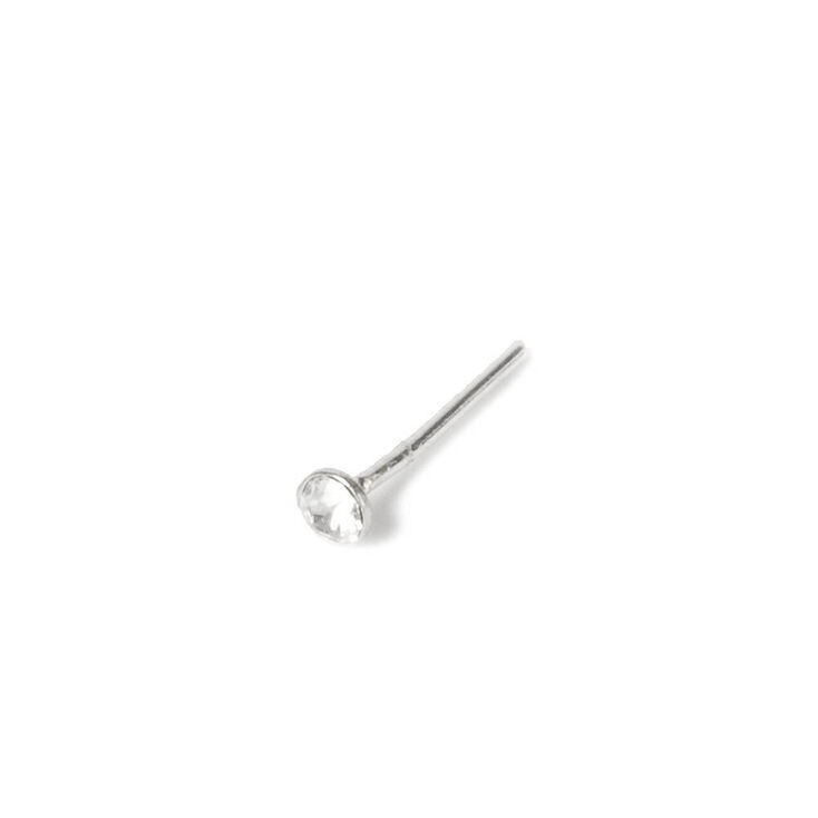 Sterling Silver 22G Clear Stone Nose Stud,