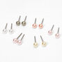 4MM Pastel Pearl Stud Earrings - 6 Pack,