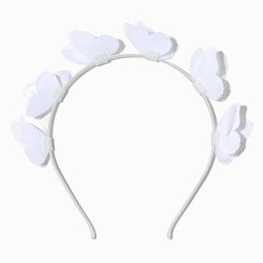 White Butterfly &amp; Pearl Crown Headband,