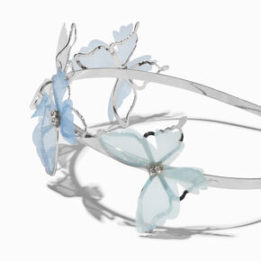 Blue Organza Butterfly Double Row Headband,