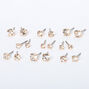 Rose Gold Graduated Crystal Stud Earrings - 9 Pack,