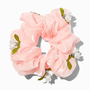 Giant Pink Flower Dangle Hair Scrunchie,