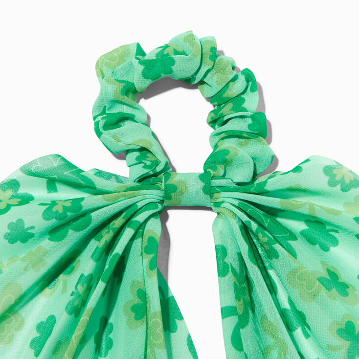 Shamrock-Print Scarf Hair Scrunchie,