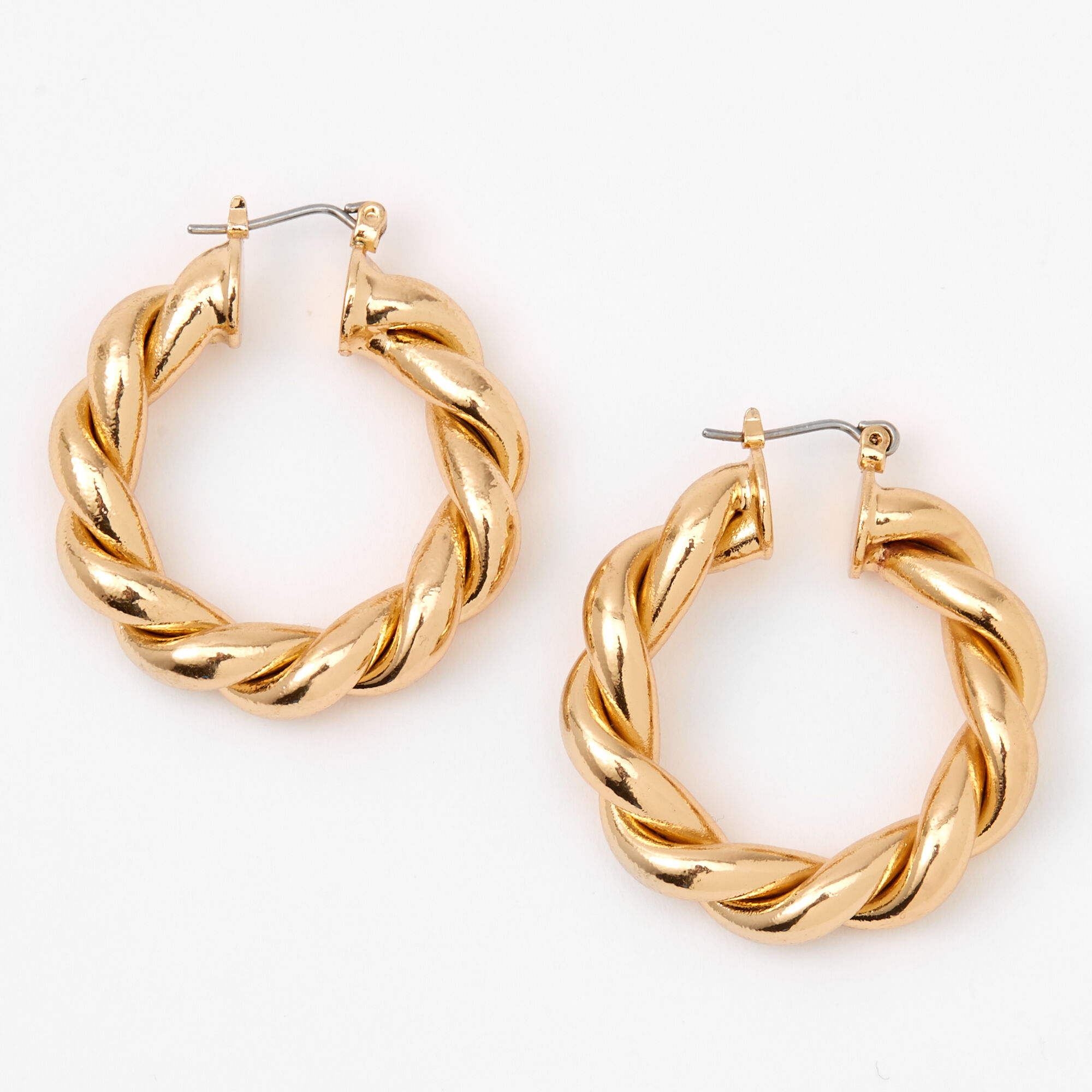 twisted gold hoops earrings