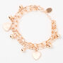 Rose Gold Heart Charm Double Chain Bracelet,