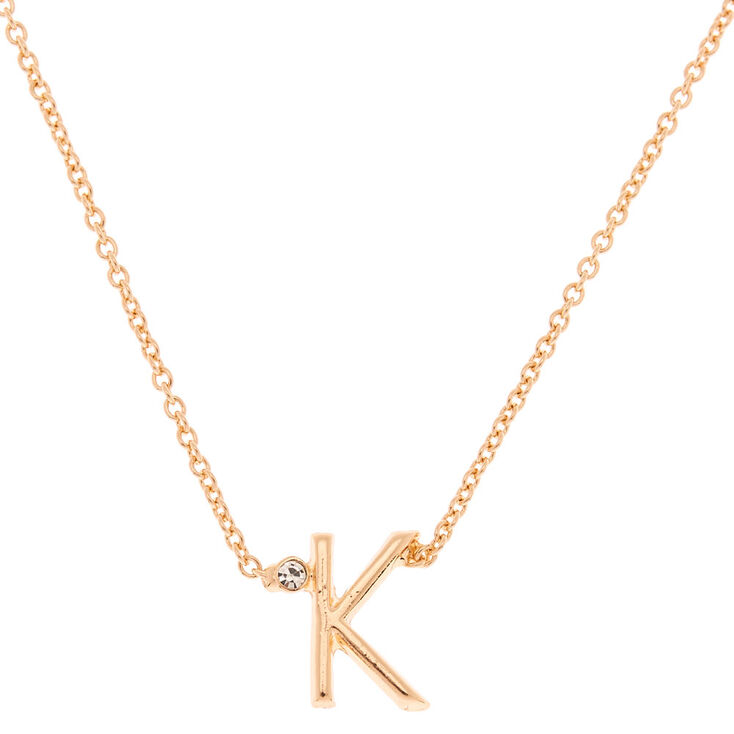 Gold Initial Necklace - K,