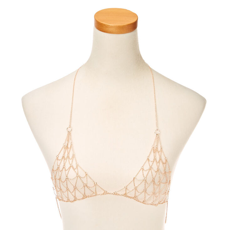 Rose Gold-Tone Bralette Body Chain,