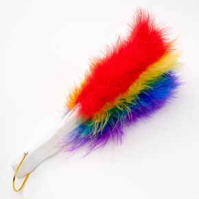 Rainbow Feather Folding Fan,