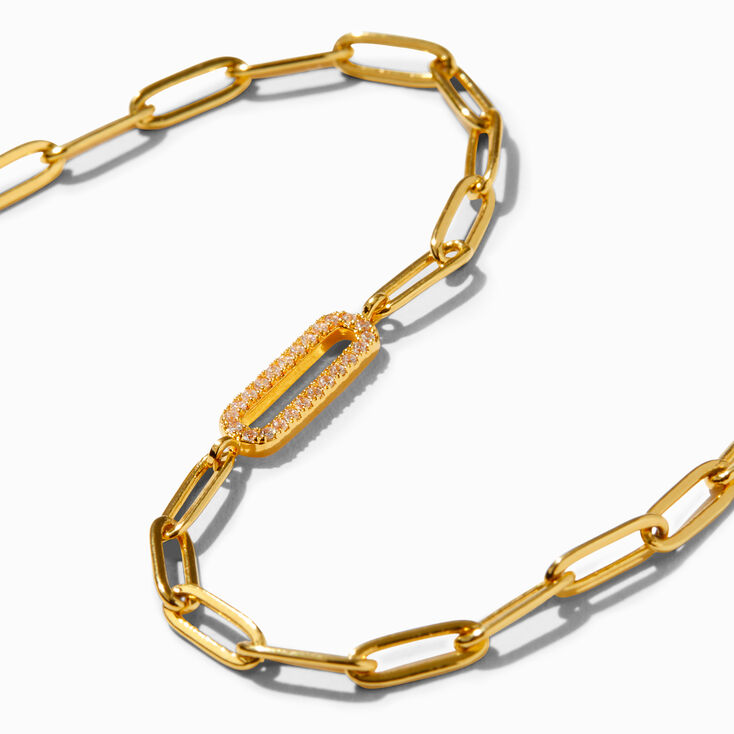Icing Select 18k Gold Plated Pav&eacute; Paperclip Bracelet,