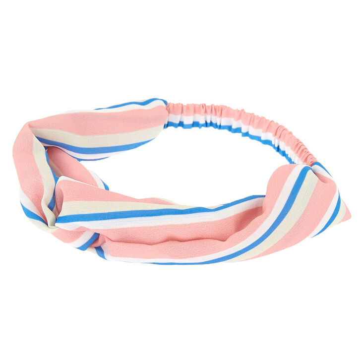 Striped Knot Turban Headwrap - Pink,