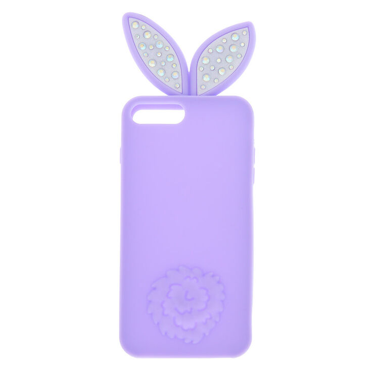 Bling Bunny Ears Silicone Phone Case - Fits iPhone 6/7/8 Plus,
