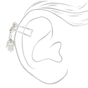 Silver Embellished High Five Ear Cuff,
