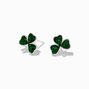 Green Glitter Shamrock Stud Earrings,