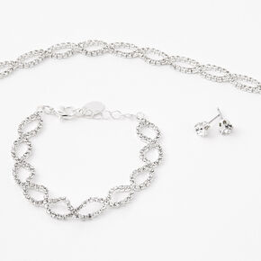 Silver Infinity Choker Necklace, Bracelet, &amp; Earring Set - 3 Pack,
