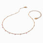 Pink Cubic Zirconia Confetti Charm Gold-tone Chain Necklace,