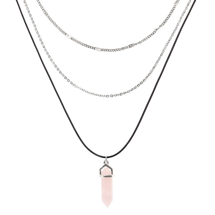 Healing Stone Multi Strand Necklace - Light Pink,
